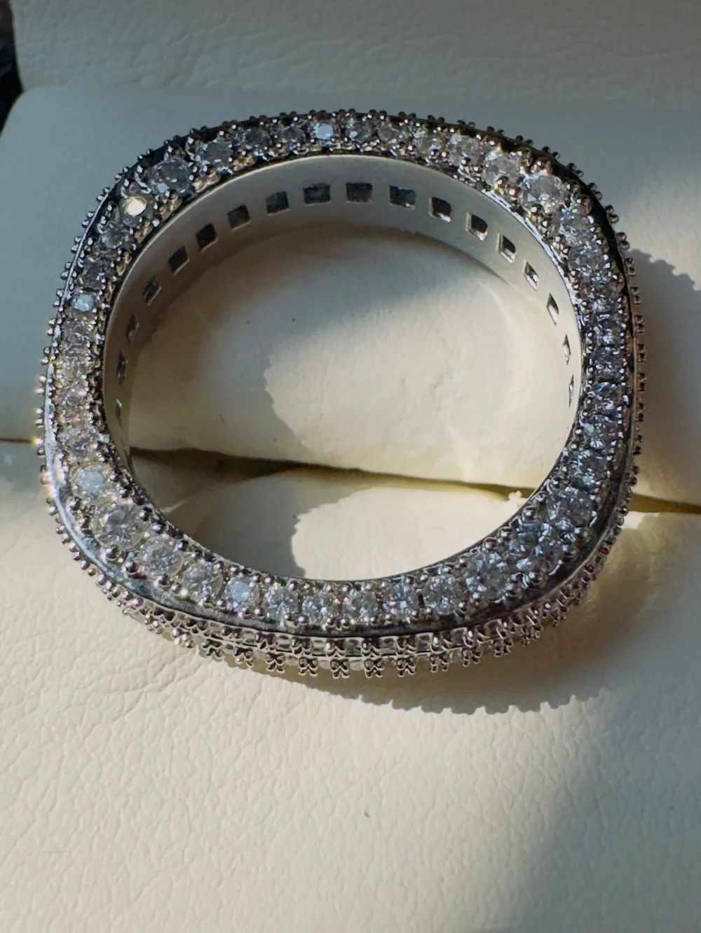 Sterling Silver Blue Crystal Band Ring - Elegant Women’s Jewelry